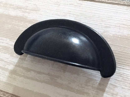 2.75" Cup Drawer Pull & Cabinet Knob in Antique Black, 2-3/4 Inch 70 mm Centers
