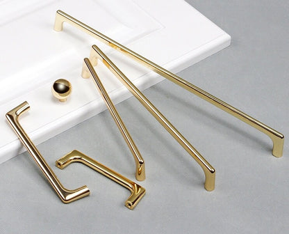 Polished Gold Cabinet Pulls, MCM Wardrobe Handles, Kitchen Hardware