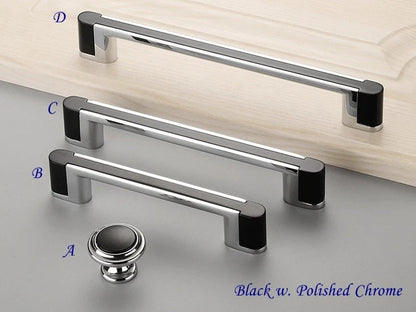 Sleek Modern Cabinet Pull Handle, Drawer Knob, Chrome Silver White Black, Kitchen Hardware