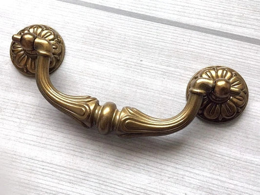 3.75" 4.5" Drop Bail Dresser Drawer Pull Handles Antique Brass Vintage Style