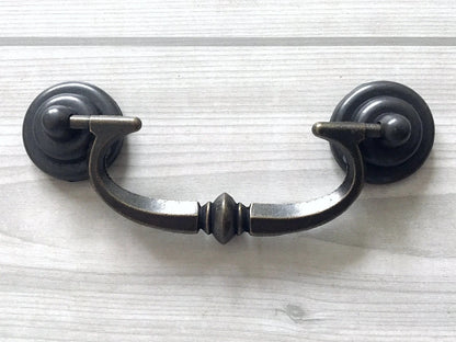 3.5" Drawer Pulls Drop Handle Dark Antique Bronze Vintage Style