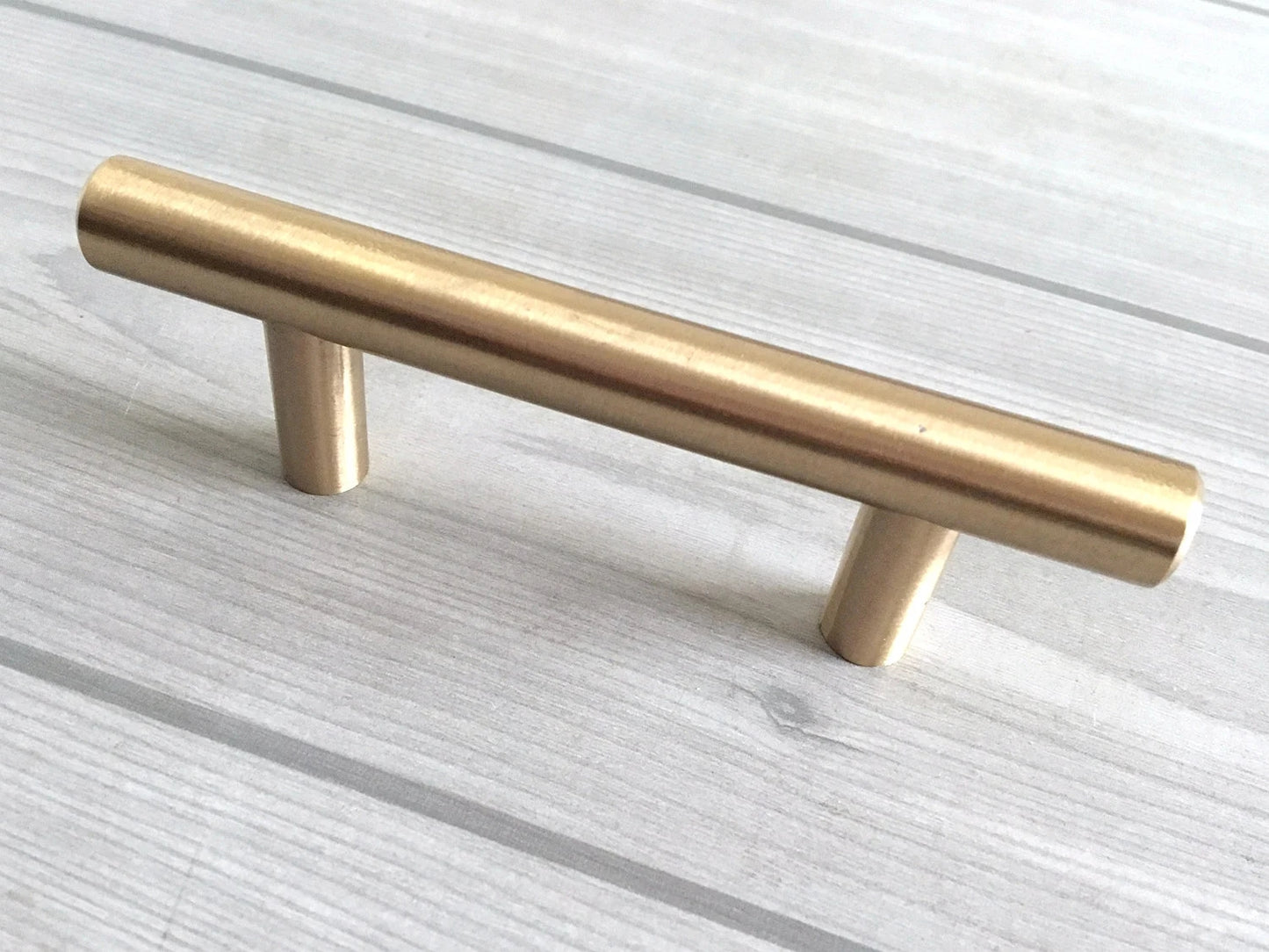Gold Brass Round T Bar Drawer Pull & Knob - 2.5" to 6.25"