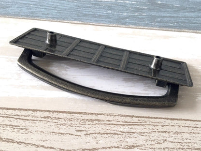 3" Vintage Style Drop Bail Drawer Pulls with Rectangle Backplate, Antique Bronze