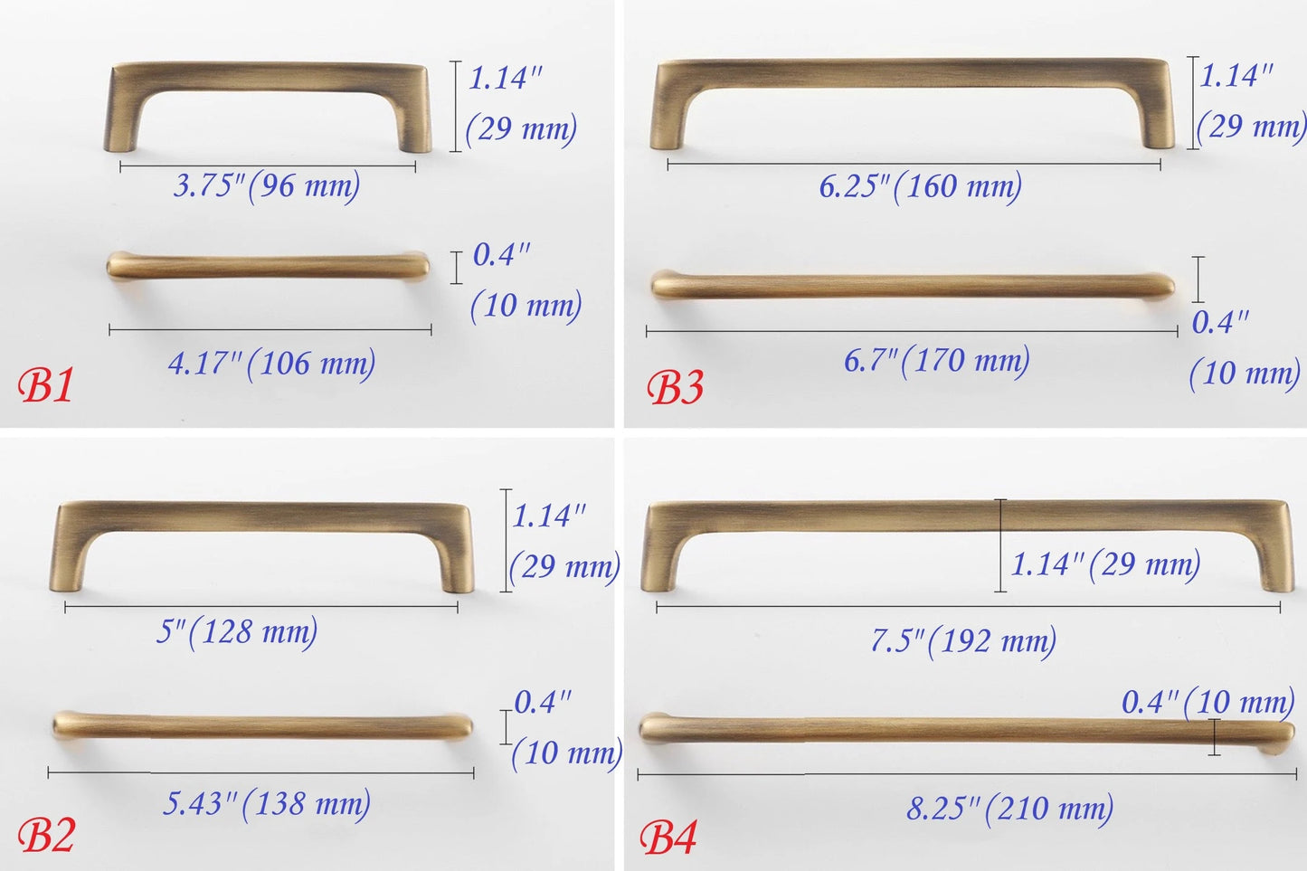 Antique Bronze Cabinet D Handles - 3.75" to 7.5"