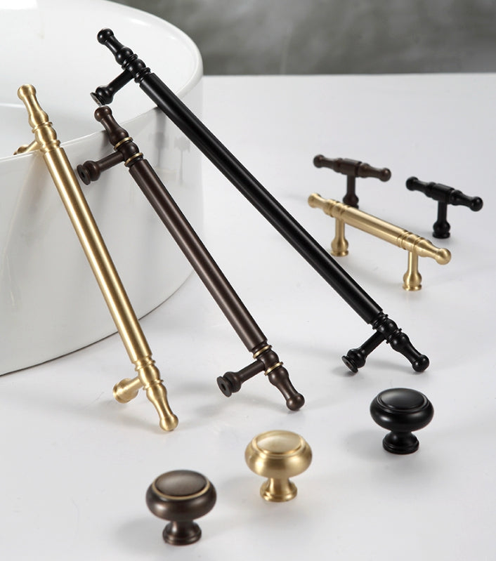 Solid Brass Cabinet Bar Pulls, Brushed Gold Brass, Matte Black, Coffee Bronze