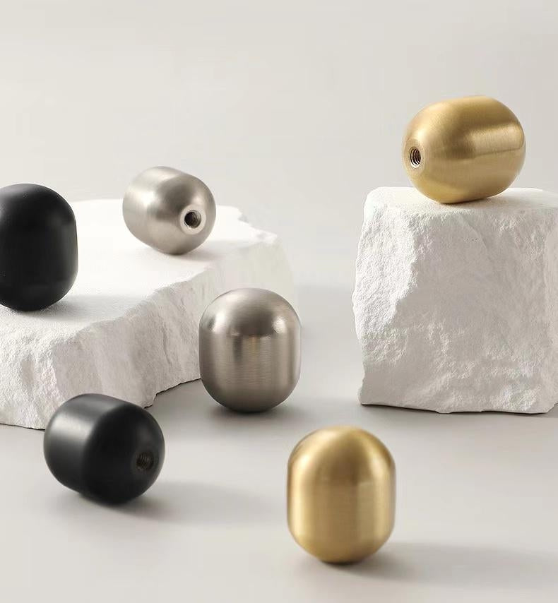 Brass Cylinder Cabinet Knob, Gold Chrome Nickel Black Bronze