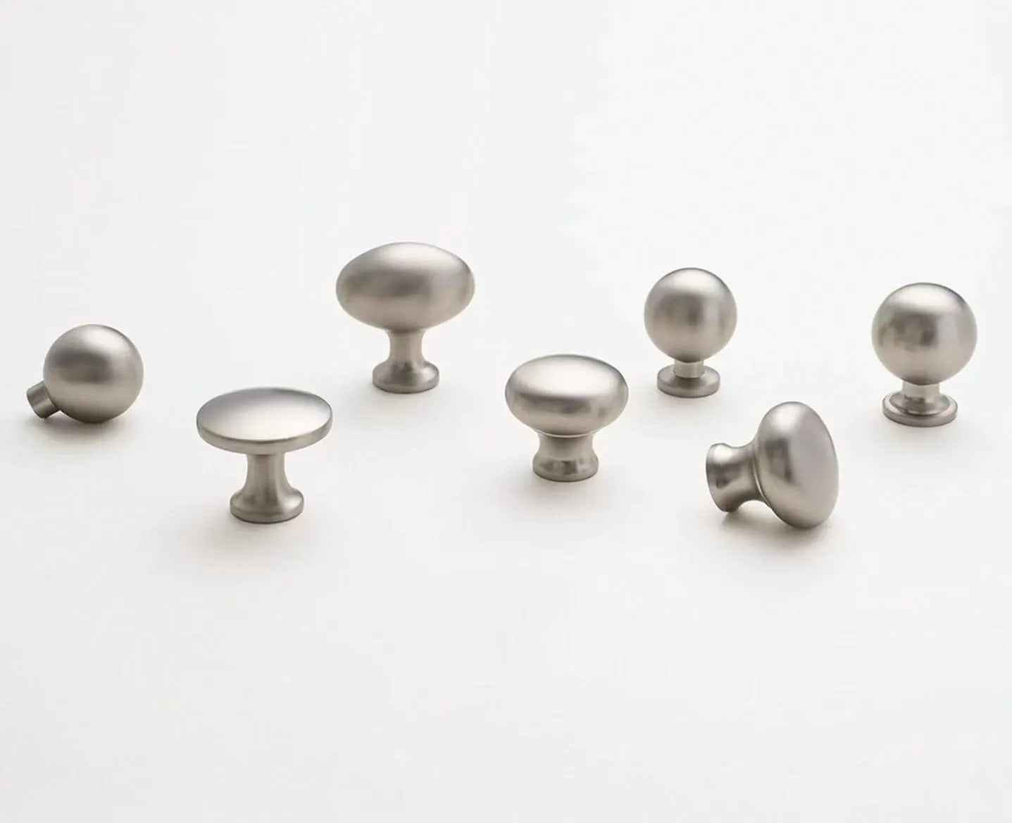Assorted Brushed Nickel Cabinet Door Knobs, Modern Drawer Pulls