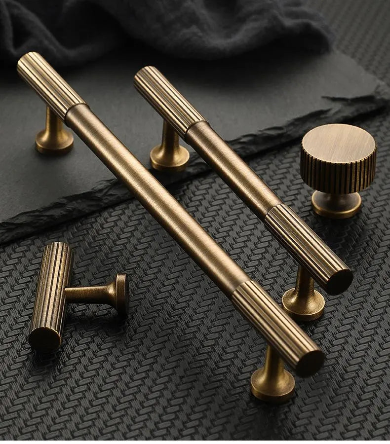 Fluted Antique Bronze Cabinet Bar Pulls - 3.75" to 8.8"