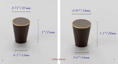Cone Brass Knob, Taper Cabinet Pulls, MCM Kithcen Hardware, Gold Black Bronze