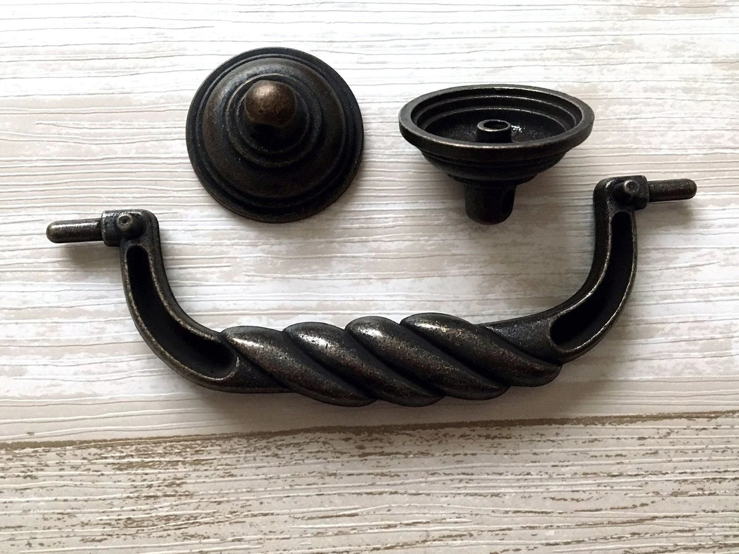 4.5" Antique Bronze Bail Drawer Pulls, Vintage Style,  Antique Pewter, Black