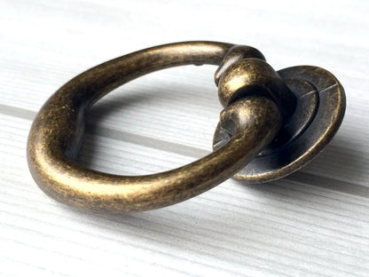 4" Antique Bronze Swing Bail Handle, Cabinet Knob & Drop Ring Pull
