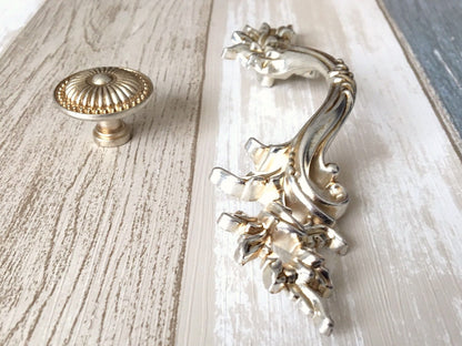 3" Centers Leafy Drawer Pulls, French Provincial, Antique Bronze Silver Copper