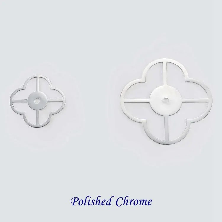 Brass Clover Back Plate for Drawer Knobs, Brushed Gold, Polished Chrome, Matte Black