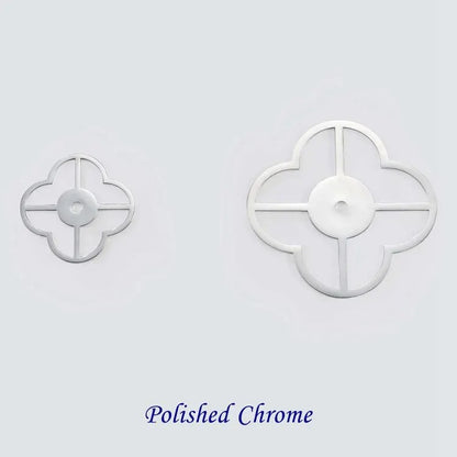 Brass Clover Back Plate for Drawer Knobs, Brushed Gold, Polished Chrome, Matte Black