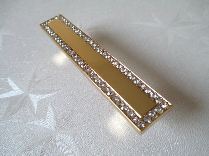 2.5" 3.75" Gold Crystal Drawer Pull, Square Glass Cabinet Knob, Kitchen Hardware 64 96 mm