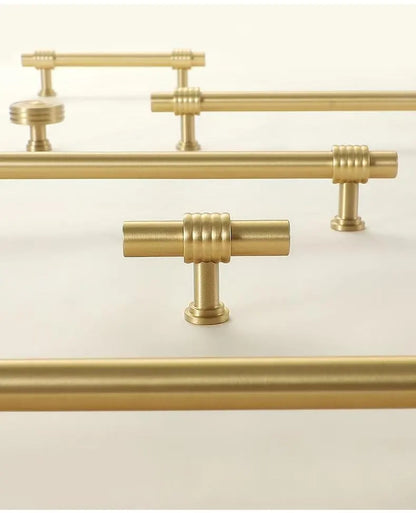 Brushed Brass Cabinet T Bar Handle Gold Vanity Pull, Kitchen Hardware