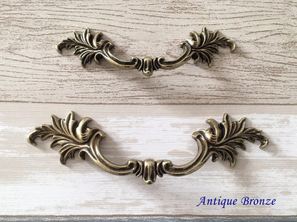 Leafy Drawer Pulls, 3" 3.75" Centers, French Provincial, 76 96 mm Holes