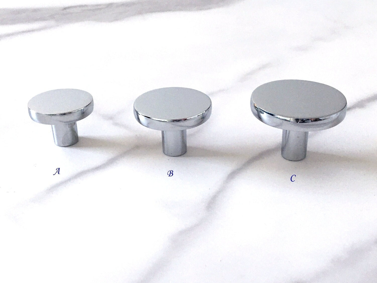 Multi Size Polished Chrome Cabinet Bar Handle & Half Moon Pull