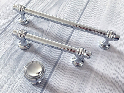 Polished Chrome Cabinet Pulls Bar Handles Modern Solid