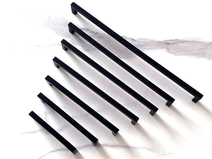 Black Slim Square Drawer Bar Pulls, Minimalist Wardrobe Handles, Kitchen Cabinet Hardware