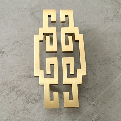 2" 2.75" Brass Greek Key Drawer Pull Handles - Oriental Style