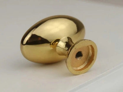 Oval Drawer Knob, Polished Gold Nickel Chrome Bronze, 1.3" Long