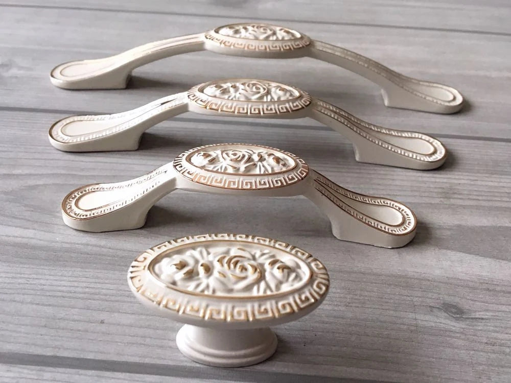 2.5" 3.75" 5" Creamy White Cabinet Handle, Zinc Alloy