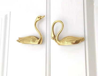 Swan Brass Knobs, Polished Gold, Cabinet Hardware