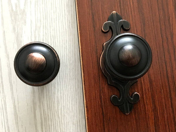 Oil Rubbed Bronze Cabinet Knobs with Backplate, Kitchen Hardware