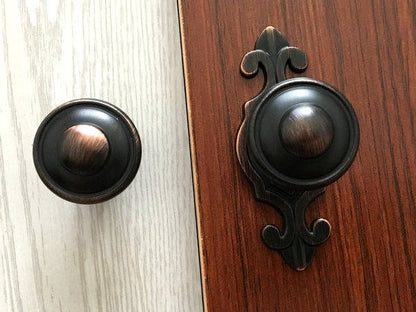 Oil Rubbed Bronze Cabinet Knobs with Backplate, Kitchen Hardware