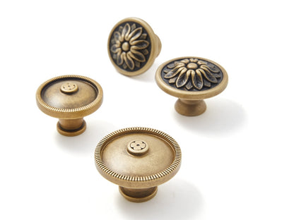 Solid Brass Cabinet Button Knob - Antique Bronze