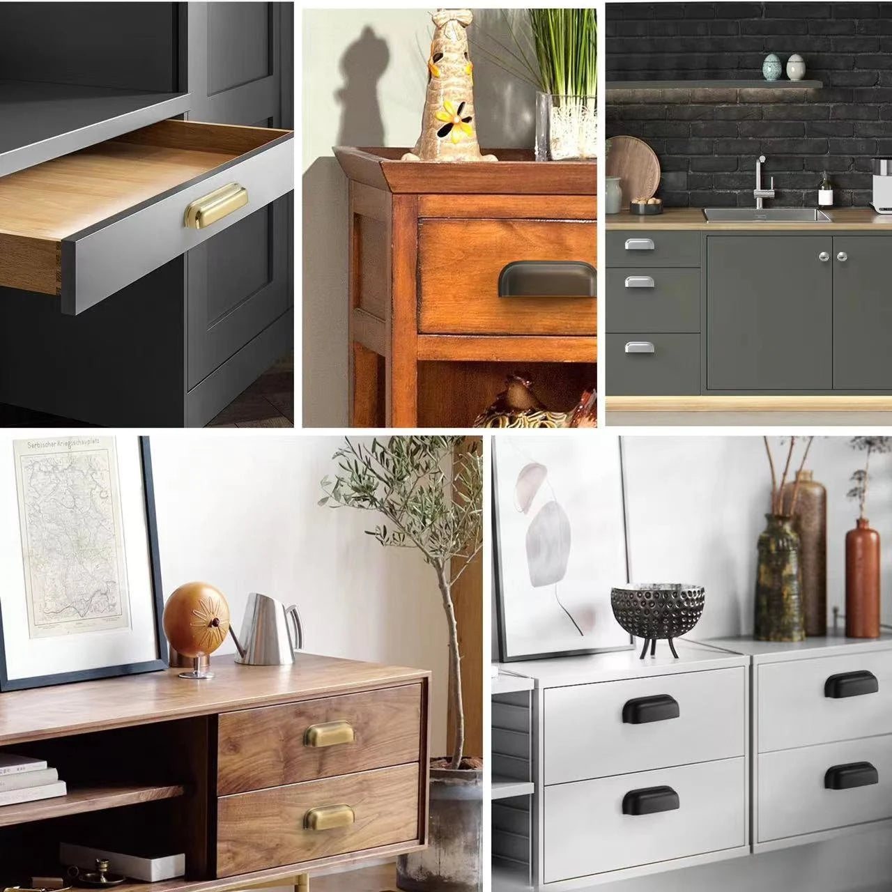 Brass Cup Drawer Pulls 2.5" 3.75" - 6 Finishes | LynnsHardware