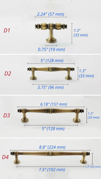 European Style Brass Cabinet Handles, Antique Bronze, Kitchen Hardware