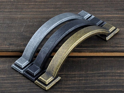 3" Bow Drawer Pull & Rectangular Knob - Rustic/Industrial