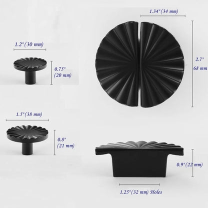 Brass Sunburst Half Moon Drawer Knob, Semi Circle Cabinet Pull, Black Gold Chrome