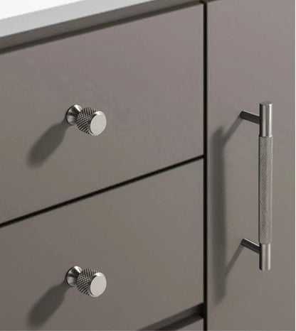 Knurled Cabinet Bar Pulls Solid Brass, Brushed Nickel, Modern Kitchen Hardware