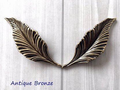 1.25" Vintage Style Leafy Drawer Pull Handles, Left Right Pair