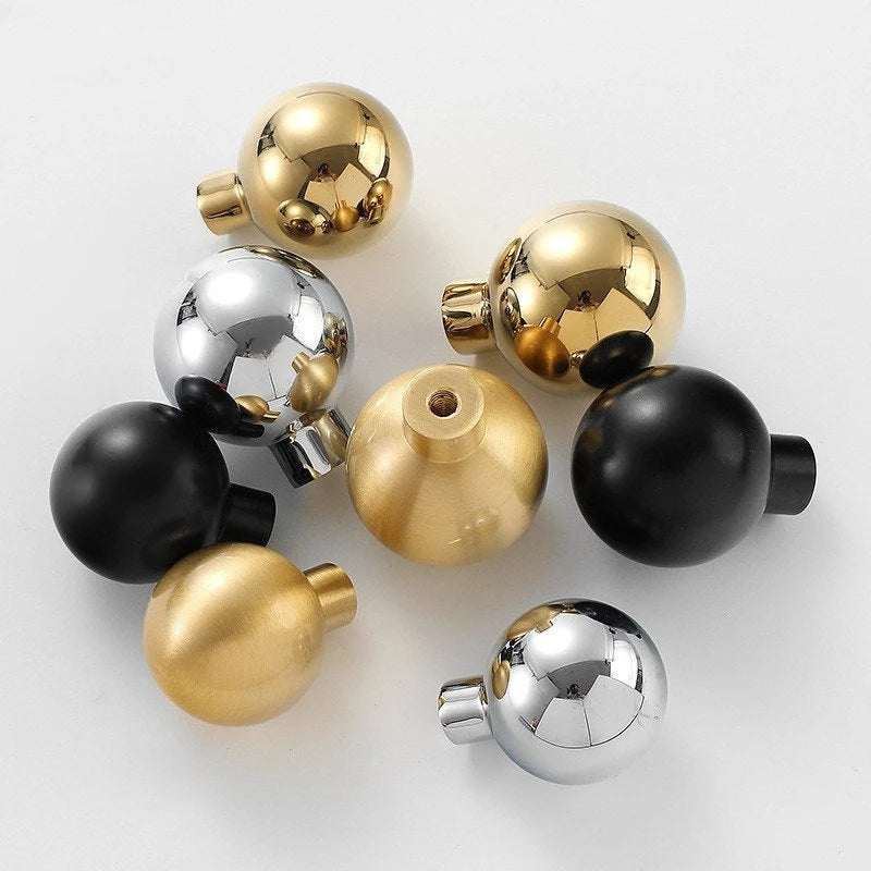 Brass Ball Knobs, Black Gold Chrome Nickel