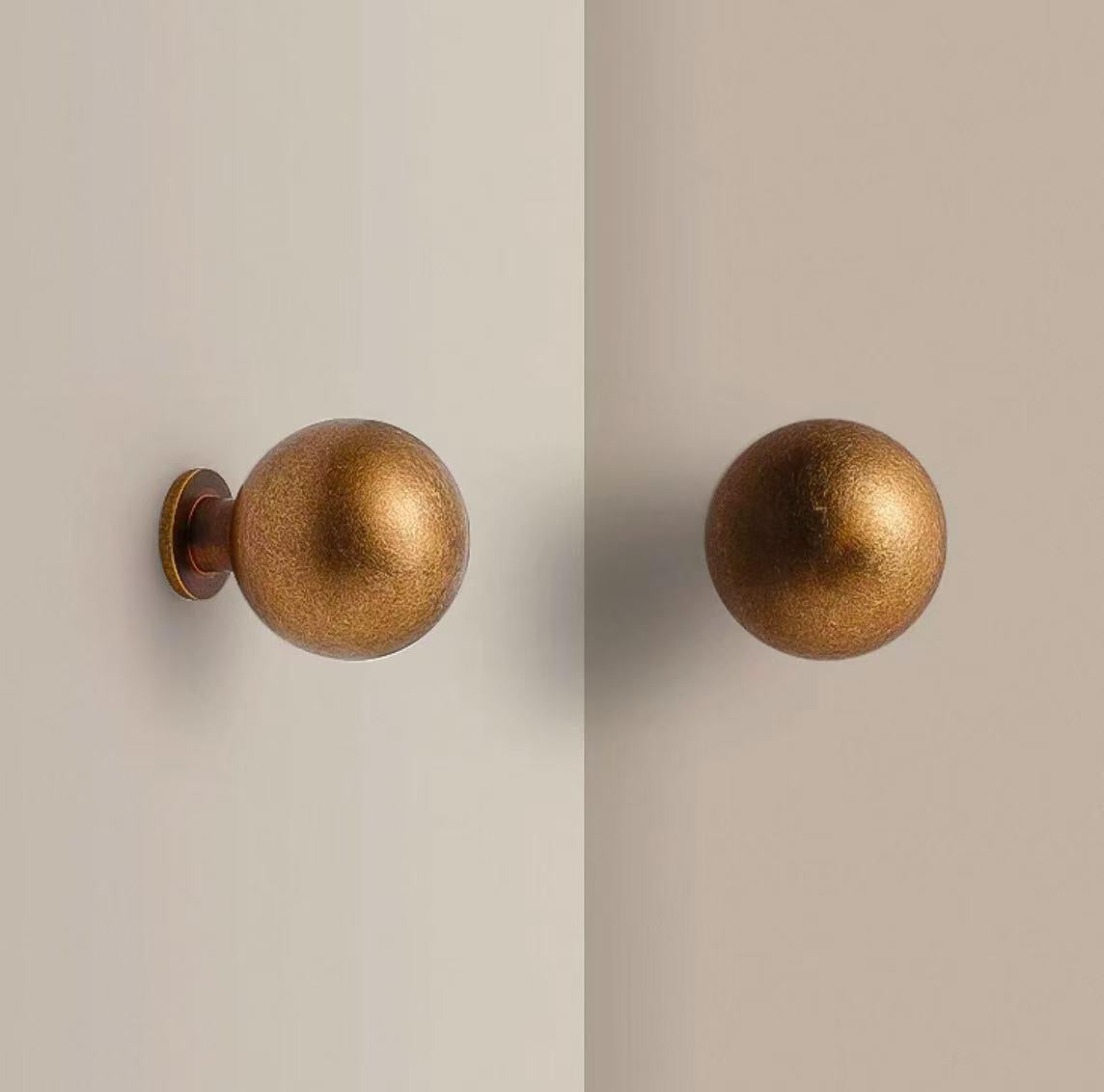 Warm Antique Brass Globed Cabinet Knobs - Vintage Look