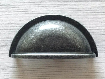 Antique Pewter Cup Drawer Pulls, Cabinet Handles, Kitchen Hardware