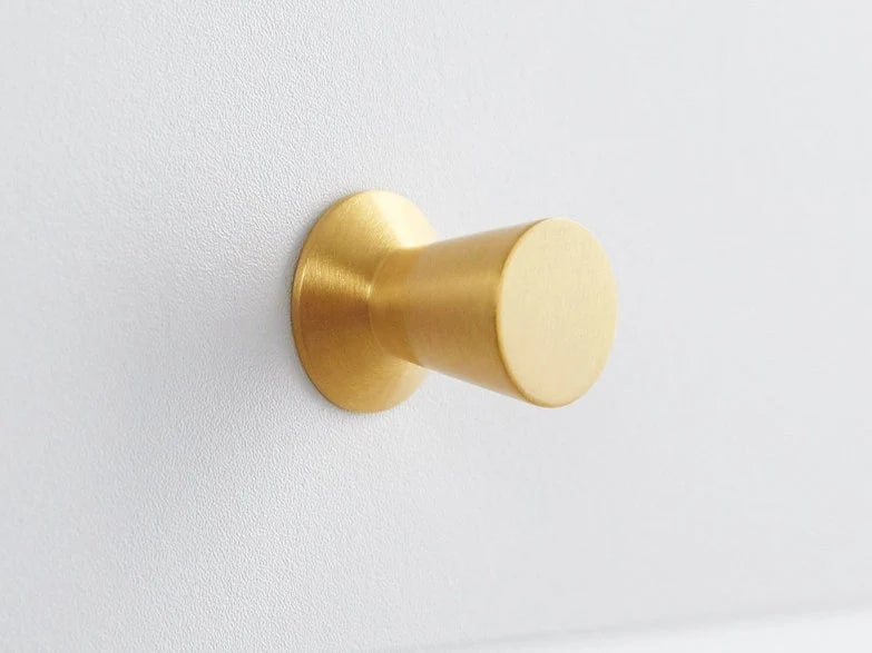 Brass Conical Drawer Knobs, Brushed Gold, Modern Kitchen Cabinet Hardware