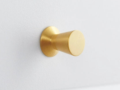 Brass Conical Drawer Knobs, Brushed Gold, Modern Kitchen Cabinet Hardware