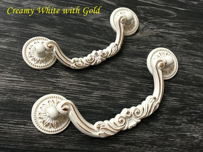 3.75" 5" Drop Bail Drawer Pulls, Antique Bronze Brass White Black, 96 128 mm Centers