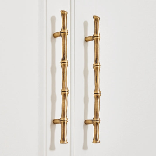 Brass Bamboo Drawer Pulls, Oriental Kitchen Cabinet Hardware