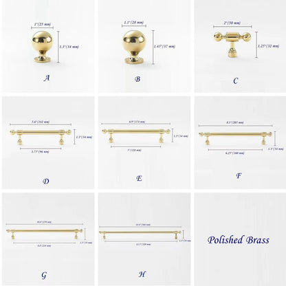 Polished Brass Cabinet Pulls Ball Knob Kitchen Appliance Pull