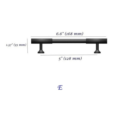 5 Inch Kitchen Cabinet Hardware Black Knurled 128 mm