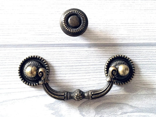 3 Inch Antique Bronze Drawer Pulls Rustic Drop Handles