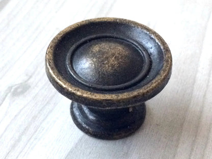 Vintage Look Drawer Pulls 3 inch Centers Antique Bronze Round Knob