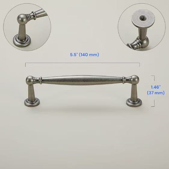Antique Pewter Brass Cabinet Handles 76 96 128 160 mm, Drawer Knob, Rustic Kitchen Cup Pull