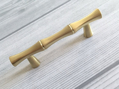 Bamboo Cabinet Pulls and Drawer Knobs, Brushed Gold | Lynns Hardware